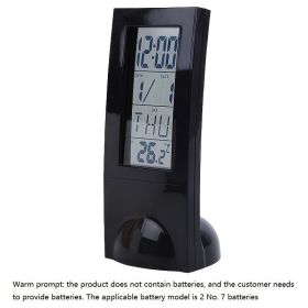 1pc Electronic Clock Simple Portable Display Temperature Desktop Computer Office Hour Clock (Battery Not Included) (Color: Black (without Battery)