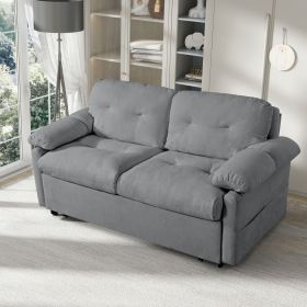 Convertible Pull Out Sofa Bed Queen Size, 3-in-1 Convertible Sleeper Couch with Thicked Cushions and Side Storage (Color: as Pic)
